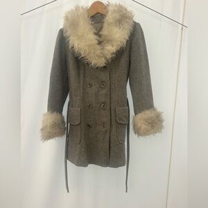 Vintage 60’s Sears Fashions Wool Faux Fur Trim Coat
